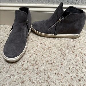 MIA Dark Gray Suede Ankle Booties